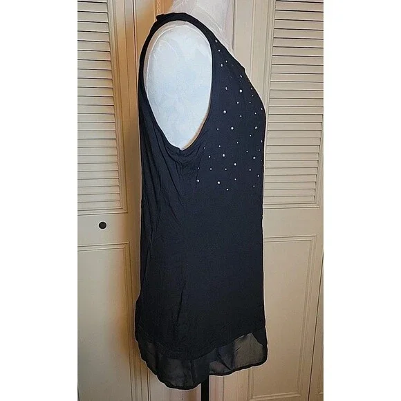 Belldini Women's Black Studded Sleeveless Top 1X ~ Soft - Picture 4 of 11